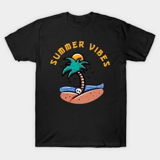 Summer vibes with beach illustration T-Shirt